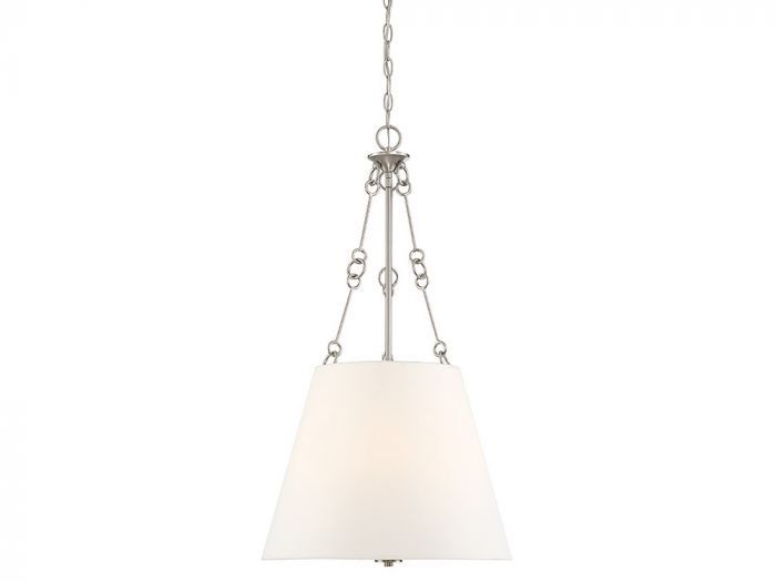 Savoy House Essentials Austin Pendant Pendants Savoy House 18x18x32.25 Satin Nickel White Fabric