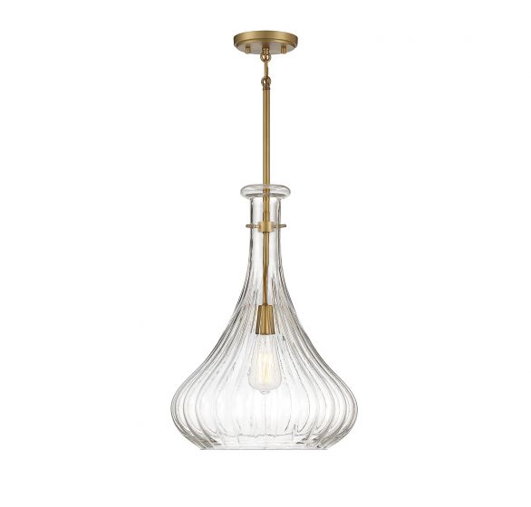 Savoy House Essentials Bristo Pendant Pendants Savoy House 14x14x20 Brass Clear Fluted Glass