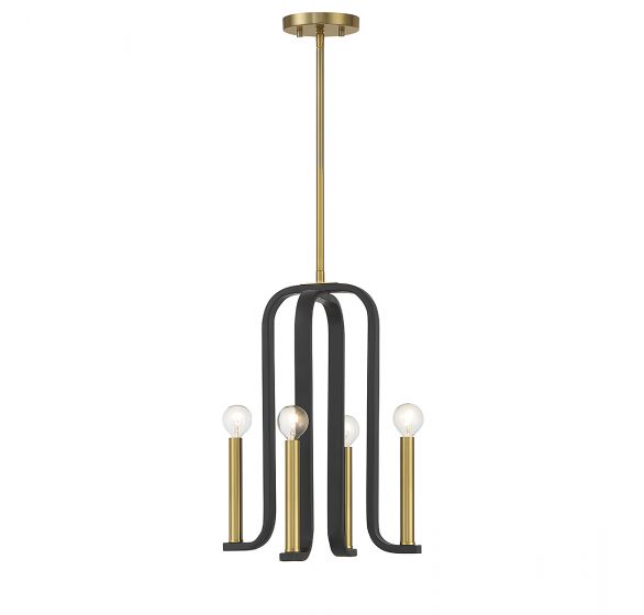 Savoy House Archway Pendant Pendant Savoy House Matte Black with Warm Brass 4 