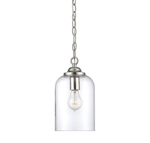 Savoy House Essentials Bally Pendant Pendants Savoy House 6.5x6.5x12 Chrome/Polished Nickel Clear Glass