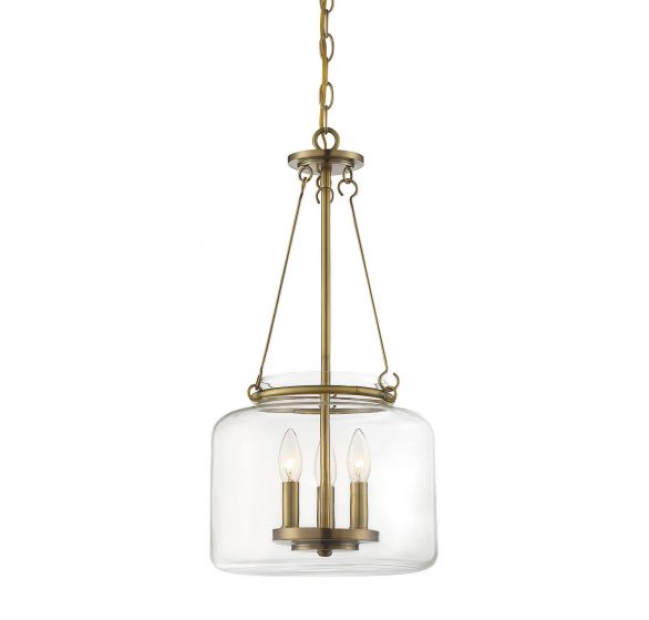 Savoy House Essentials Akron Pendant Pendants Savoy House 12x12x24 Brass Clear Glass