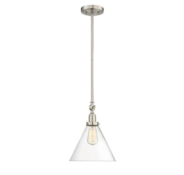 Savoy House Essentials Drake Pendant Pendants Savoy House 10x10x10.25 Satin Nickel Clear Glass