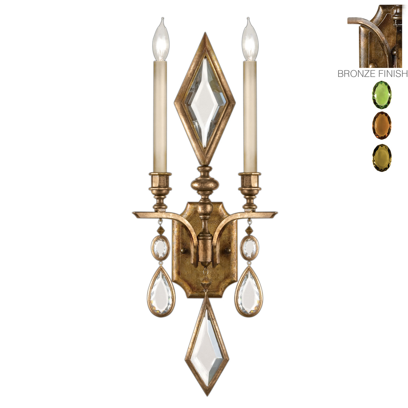 Fine Art Handcrafted Lighting Encased Gems Sconce