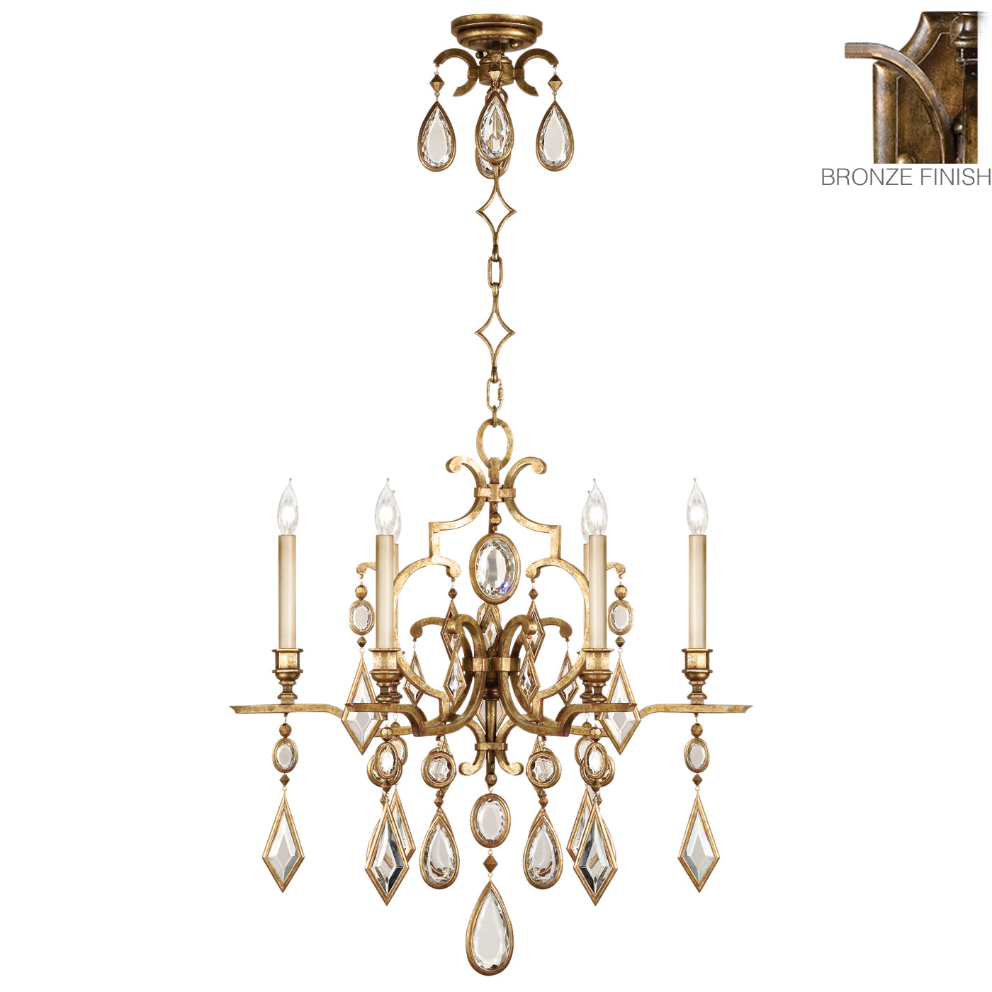 Fine Art Handcrafted Lighting Encased Gems Chandelier Chandeliers Fine Art Handcrafted Lighting Bronze w/Clear Crystal Gems  