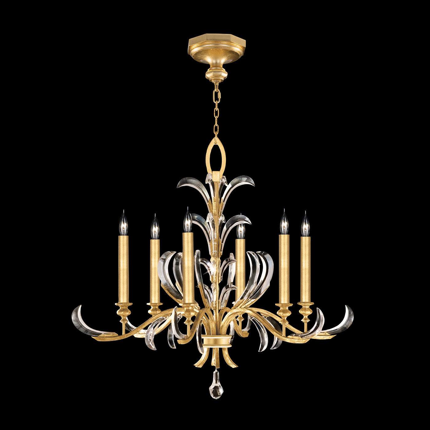 Fine Art Handcrafted Lighting Beveled Arcs Chandelier Chandeliers Fine Art Handcrafted Lighting Gold Leaf 37 x 32 