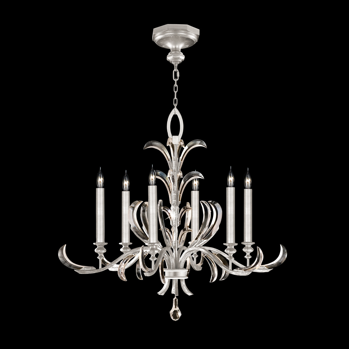 Fine Art Handcrafted Lighting Beveled Arcs Chandelier Chandeliers Fine Art Handcrafted Lighting Silver Leaf 37 x 32 