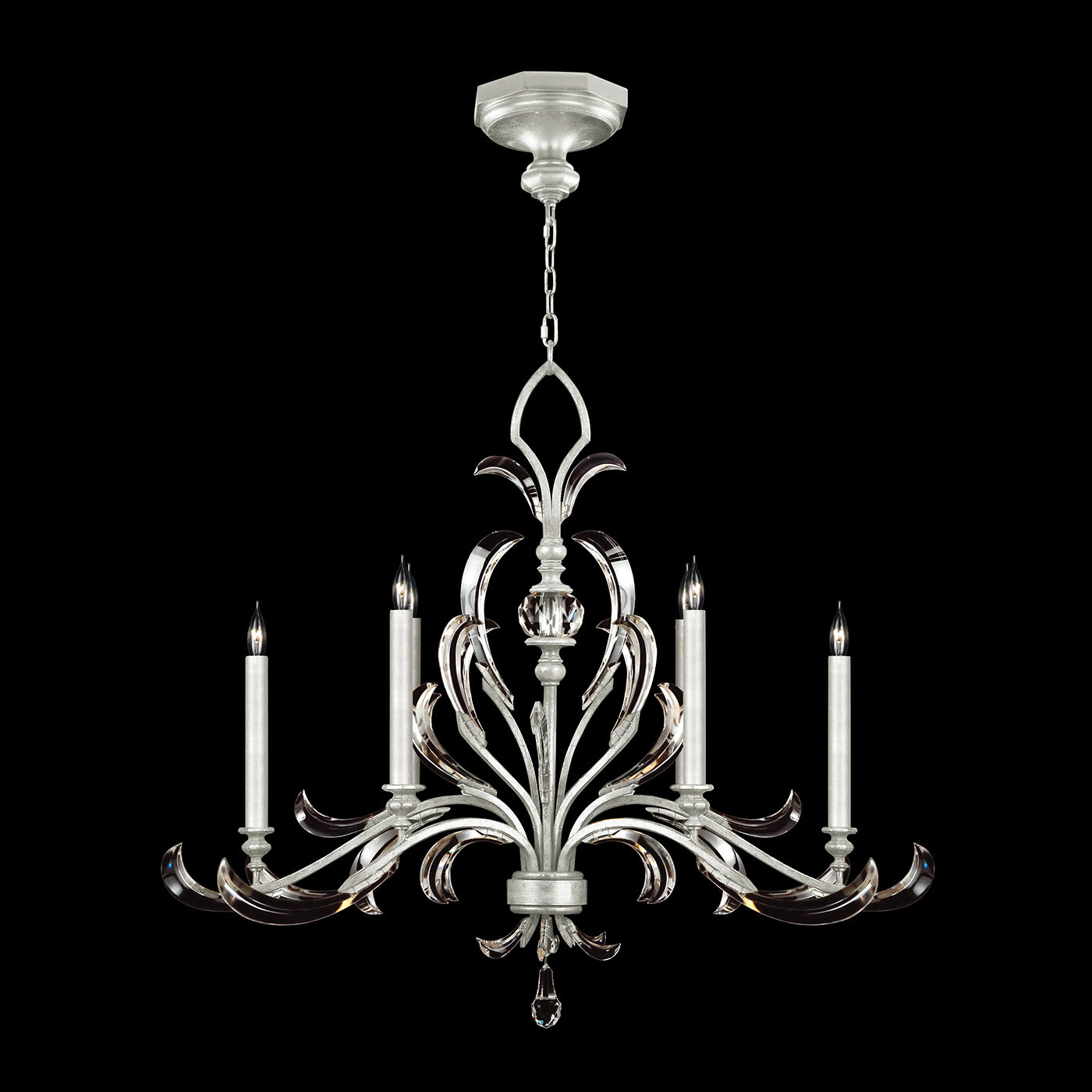 Fine Art Handcrafted Lighting Beveled Arcs Chandelier Chandeliers Fine Art Handcrafted Lighting Silver Leaf 44 x 39 