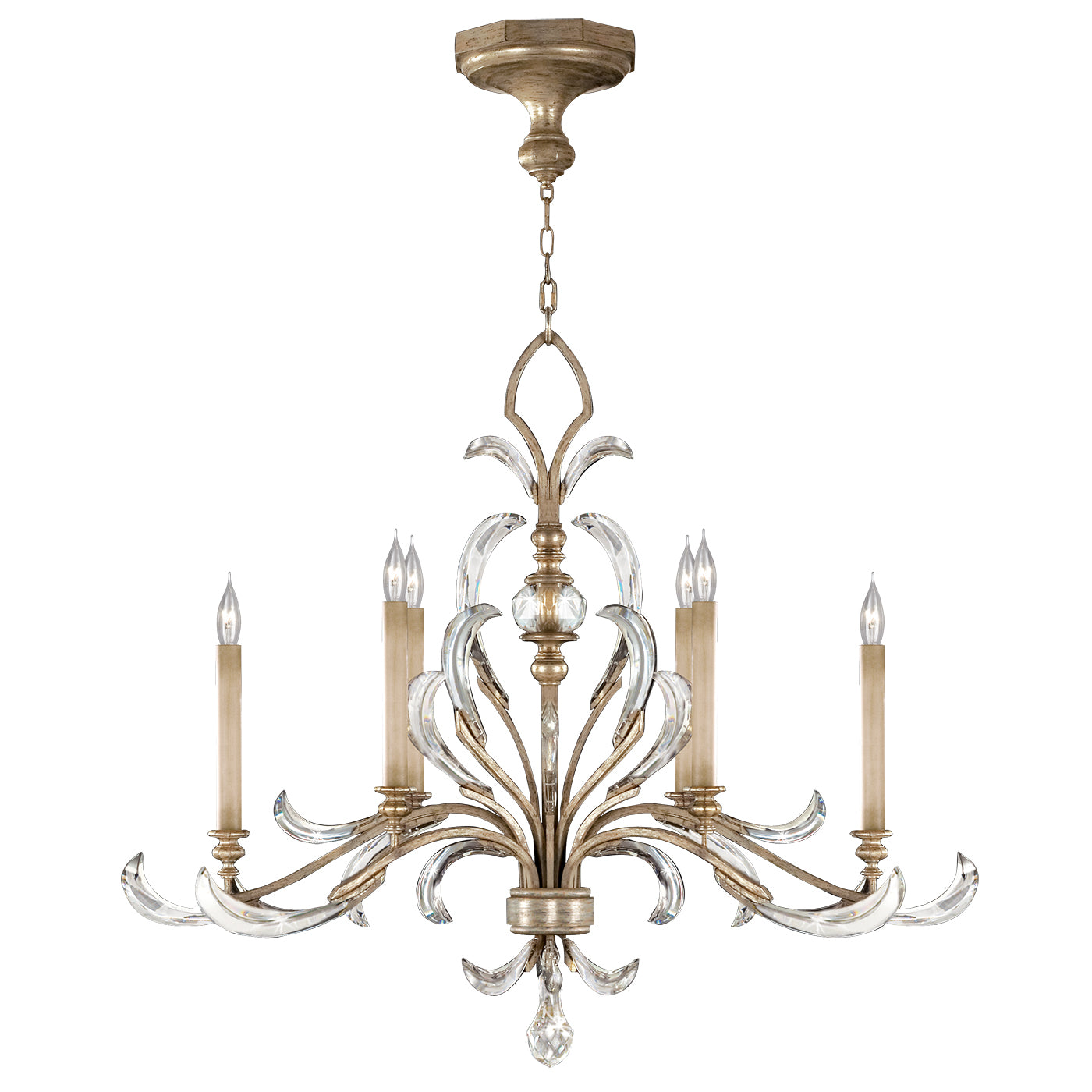 Fine Art Handcrafted Lighting Beveled Arcs Chandelier Chandeliers Fine Art Handcrafted Lighting Silver 44 x 39 