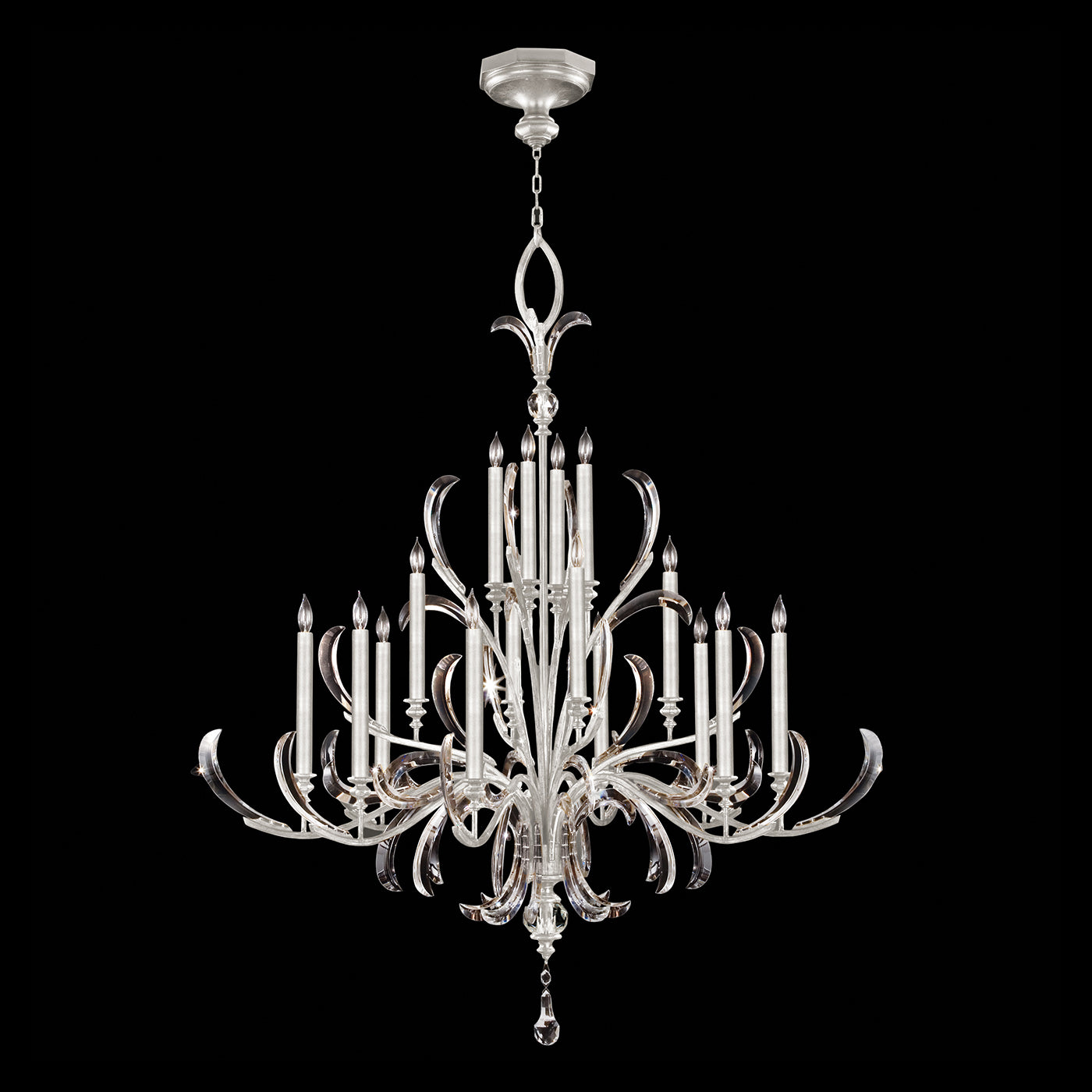 Fine Art Handcrafted Lighting Beveled Arcs Chandelier Chandeliers Fine Art Handcrafted Lighting Silver Leaf 58 x 69 