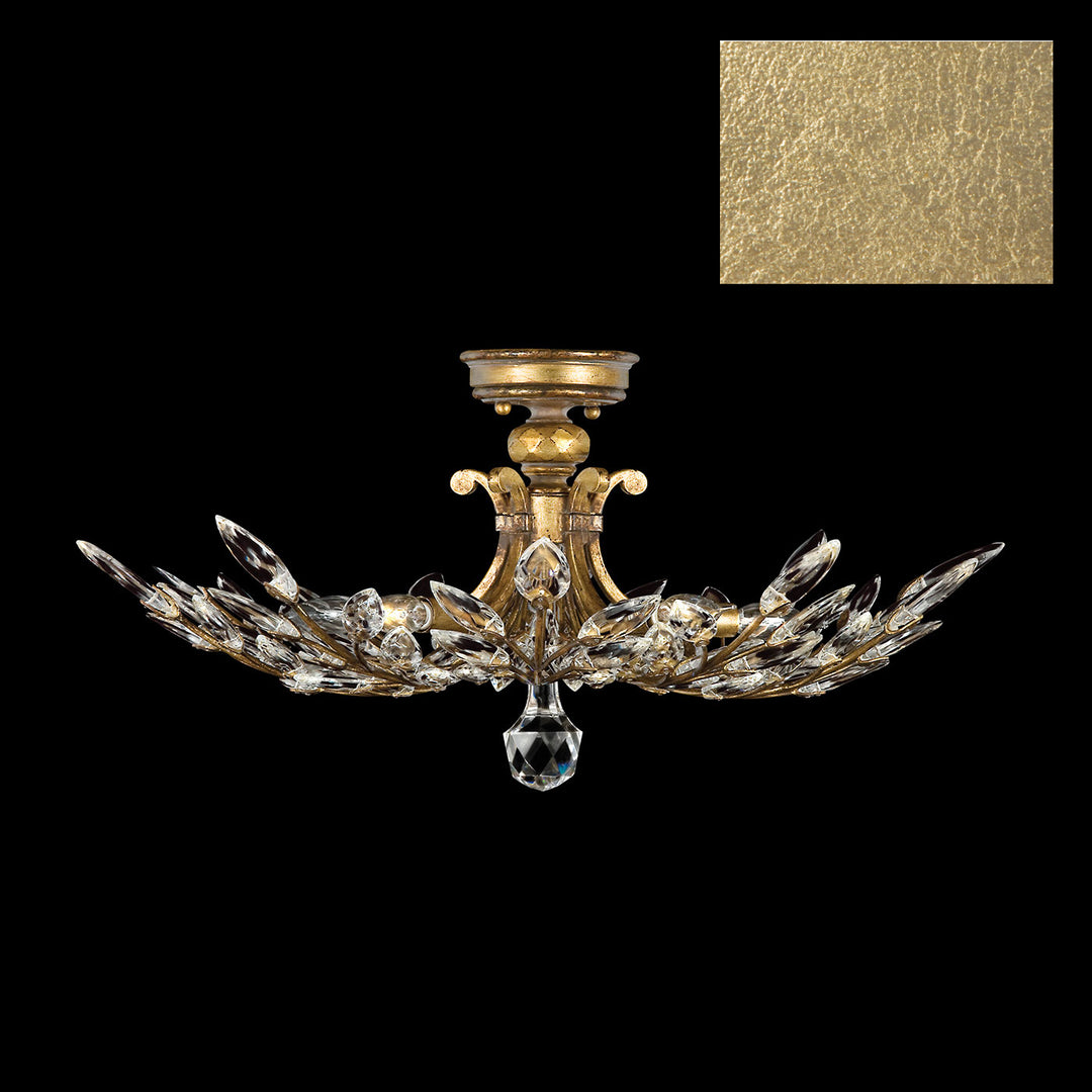 Fine Art Handcrafted Lighting Crystal Laurel Semi-Flush Mount Ceiling Flush Mounts Fine Art Handcrafted Lighting Gold Leaf  