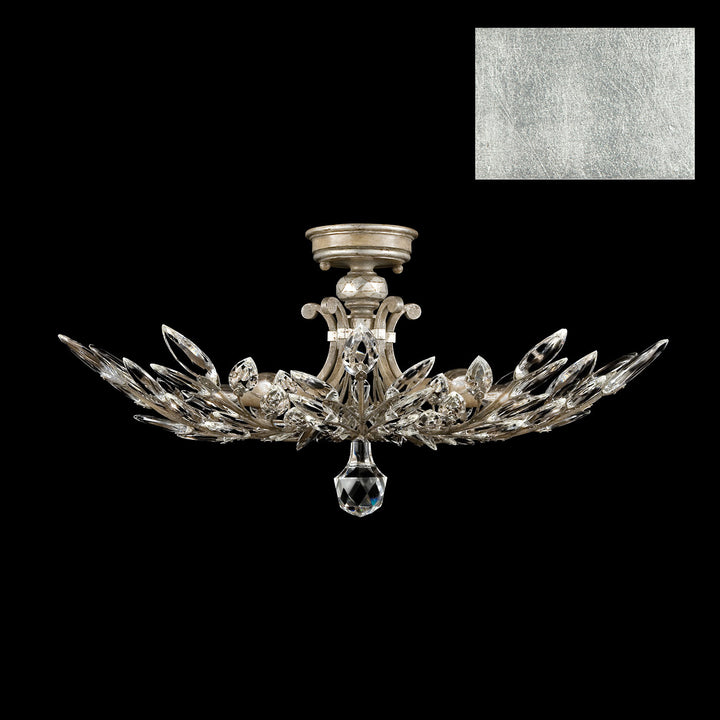 Fine Art Handcrafted Lighting Crystal Laurel Semi-Flush Mount Ceiling Flush Mounts Fine Art Handcrafted Lighting Silver Leaf  