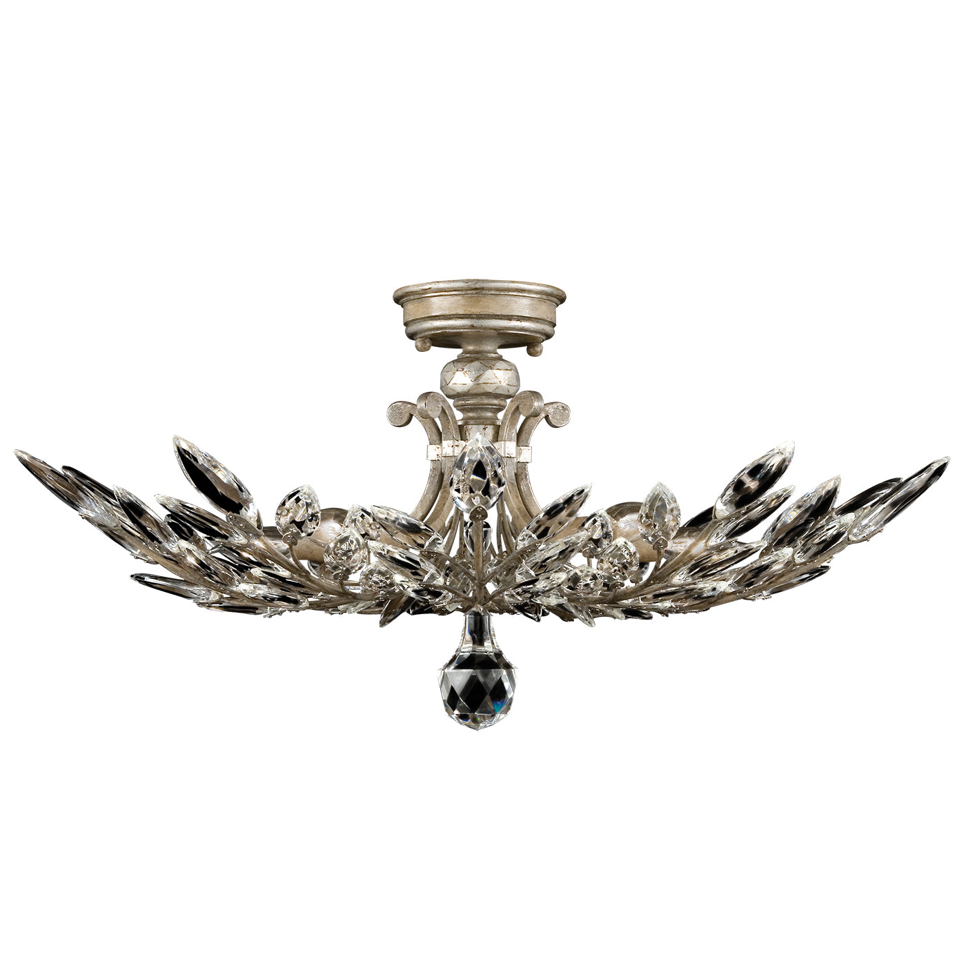 Fine Art Handcrafted Lighting Crystal Laurel Semi-Flush Mount Ceiling Mounts Fine Art Handcrafted Lighting Silver  