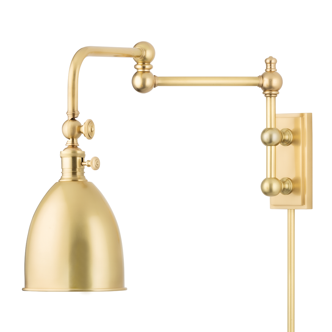 Hudson Valley Lighting Roslyn Plug-in Sconce Wall Sconces Hudson Valley Lighting Aged Brass  