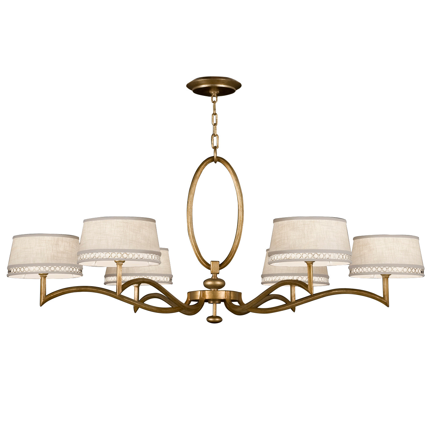 Fine Art Handcrafted Lighting Allegretto Chandelier Chandeliers Fine Art Handcrafted Lighting Gold w/White Linen Shades 51 x 22 