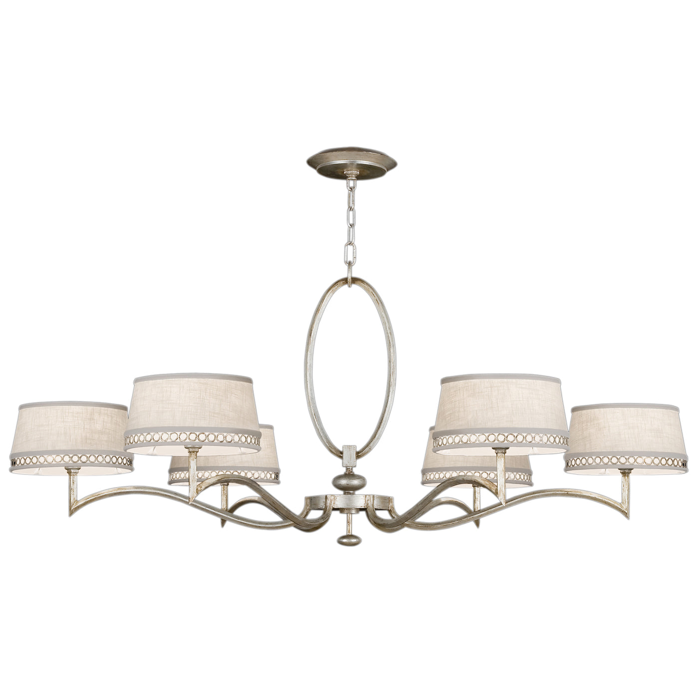 Fine Art Handcrafted Lighting Allegretto Chandelier Chandeliers Fine Art Handcrafted Lighting Silver w/White Linen Shades 51 x 22 