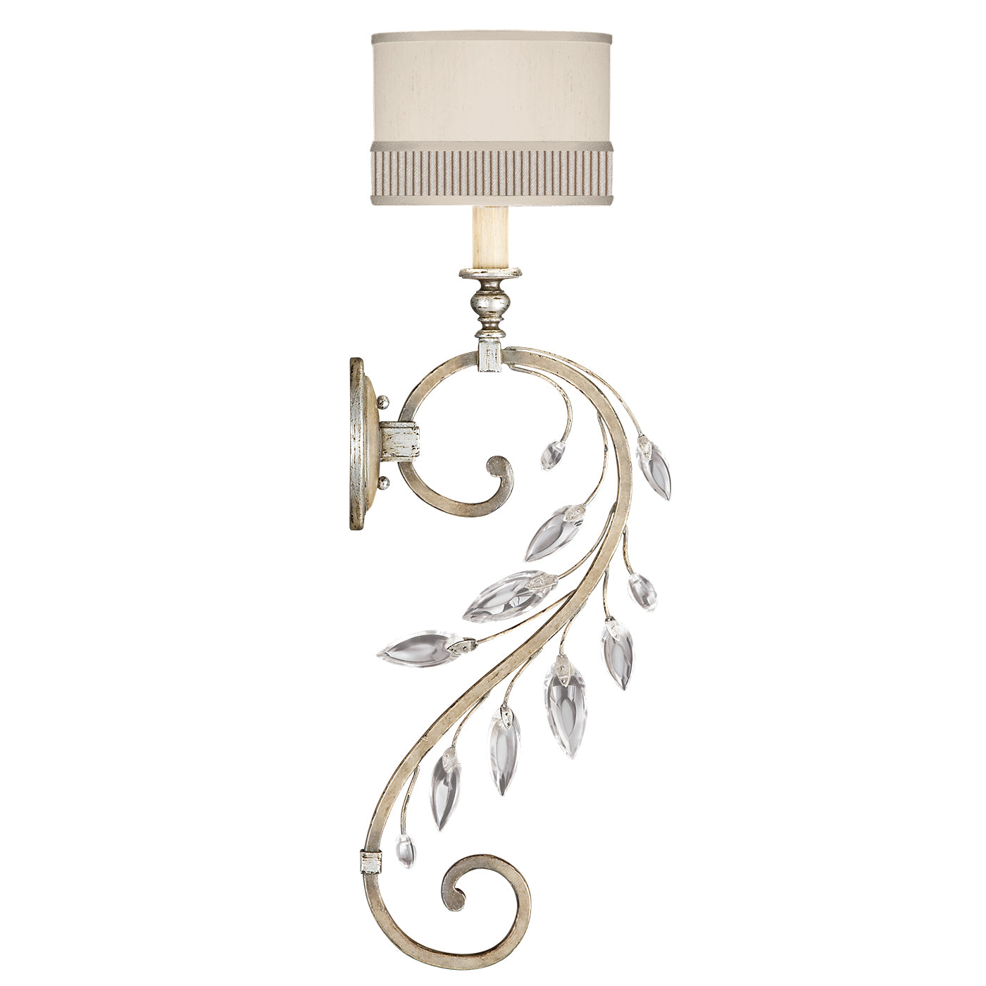 Fine Art Handcrafted Lighting Crystal Laurel Sconce Sconces Fine Art Handcrafted Lighting Silver  