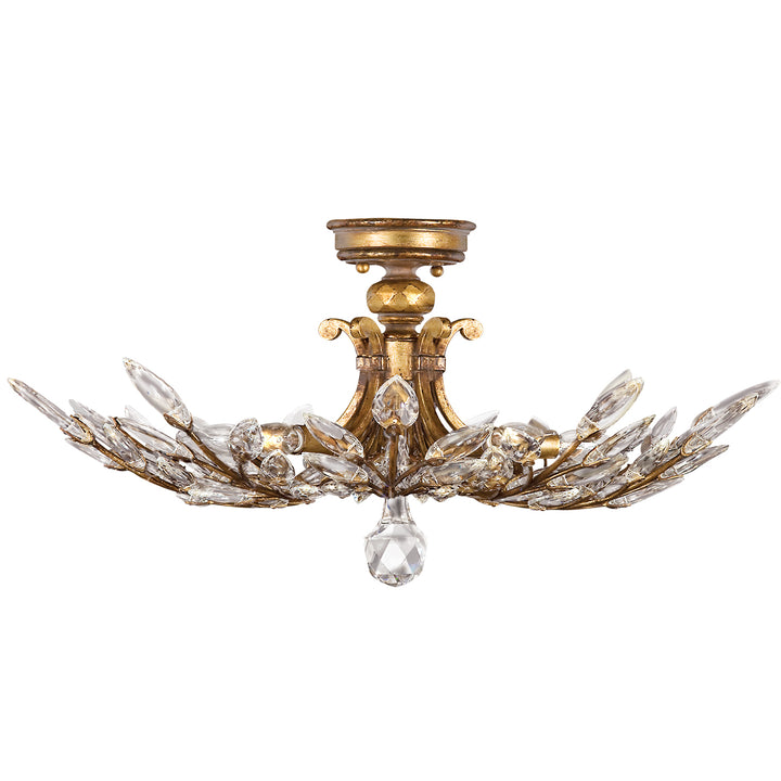 Fine Art Handcrafted Lighting Crystal Laurel Semi-Flush Mount Ceiling Flush Mounts Fine Art Handcrafted Lighting Gold  