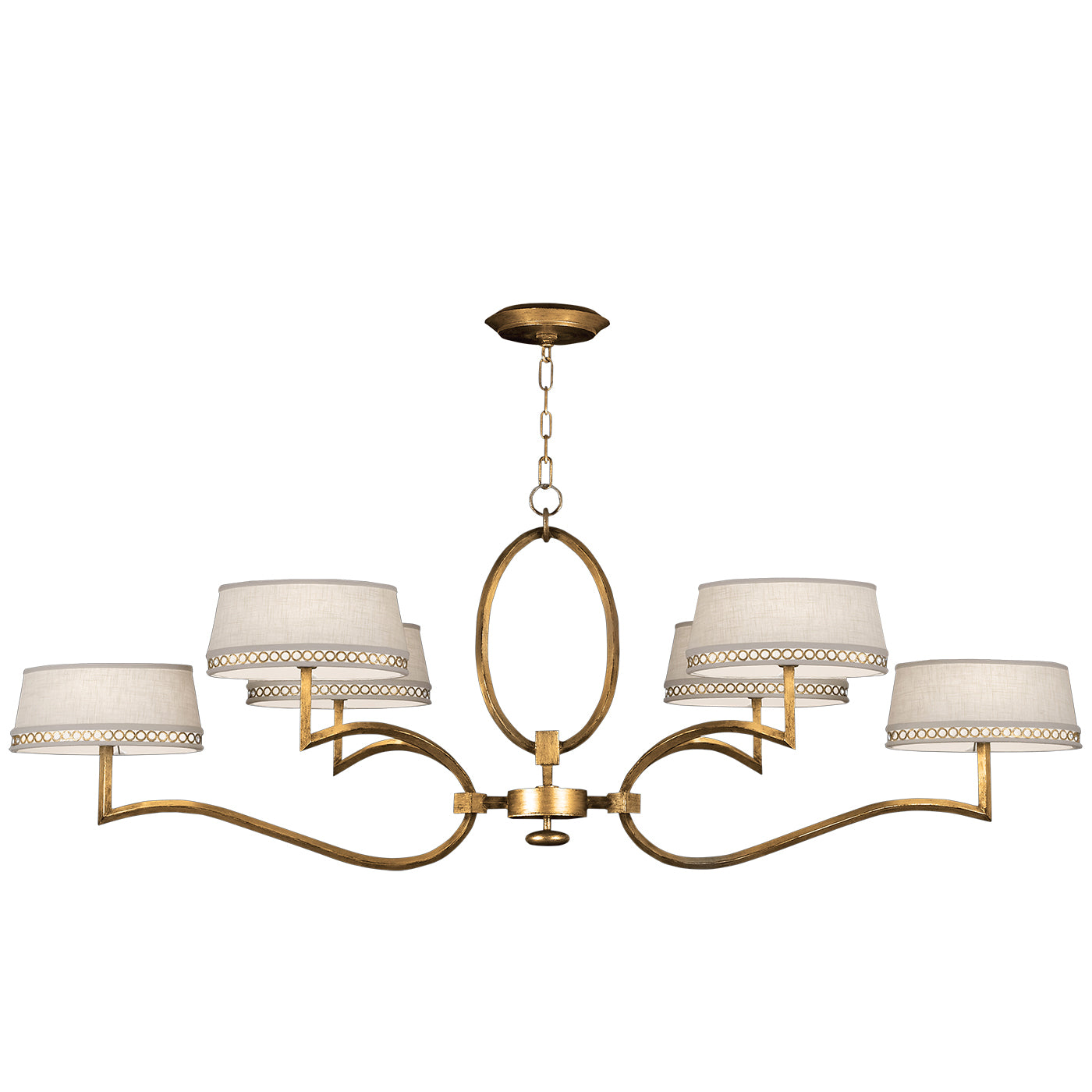 Fine Art Handcrafted Lighting Allegretto Chandelier Chandeliers Fine Art Handcrafted Lighting Gold w/White Linen Shades 63 x 24 