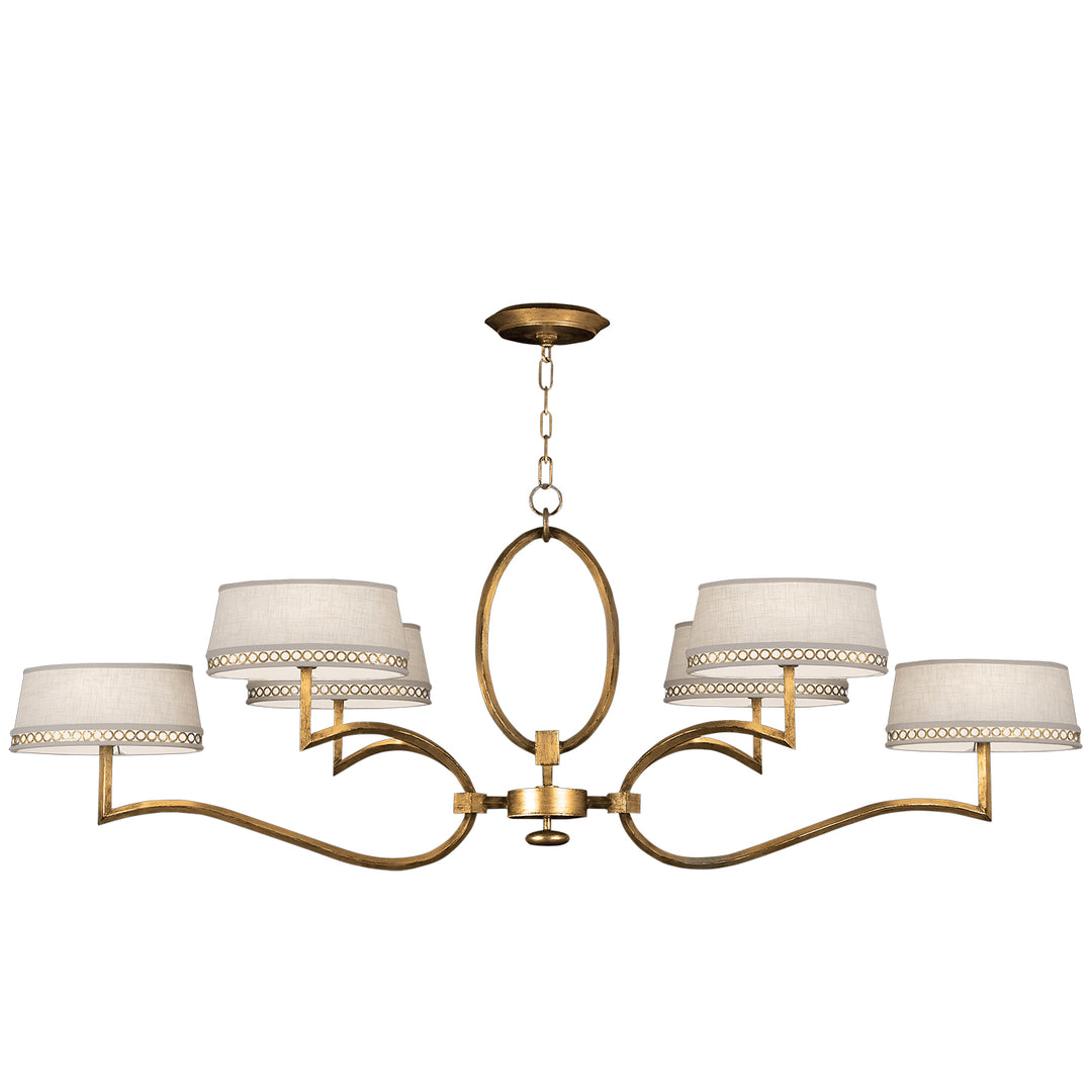 Fine Art Handcrafted Lighting Allegretto Chandelier Chandeliers Fine Art Handcrafted Lighting Gold w/White Linen Shades 63 x 24 