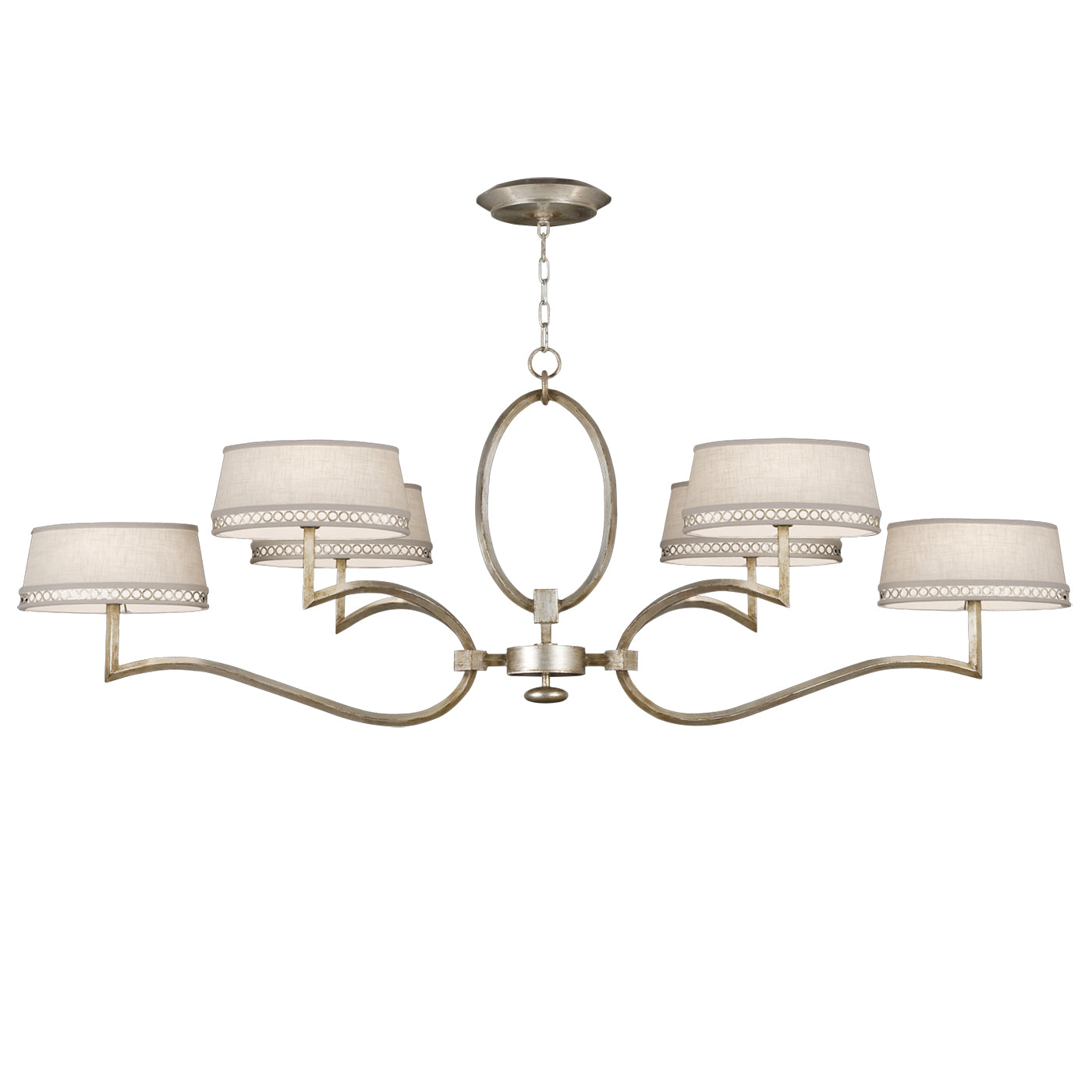 Fine Art Handcrafted Lighting Allegretto Chandelier Chandeliers Fine Art Handcrafted Lighting Silver w/White Linen Shades 63 x 24 