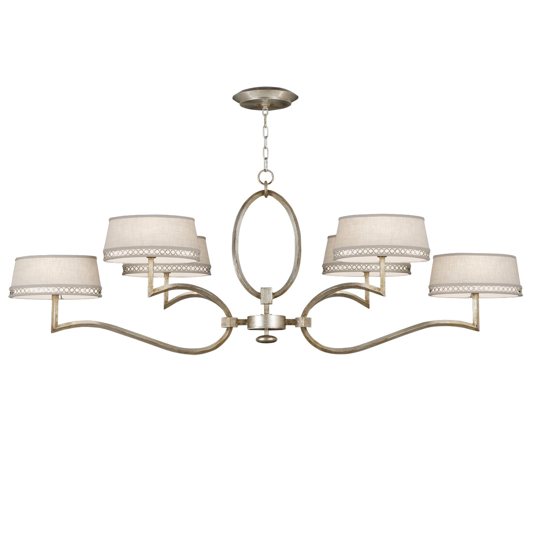 Fine Art Handcrafted Lighting Allegretto Chandelier Chandeliers Fine Art Handcrafted Lighting Silver w/White Linen Shades 63 x 24 