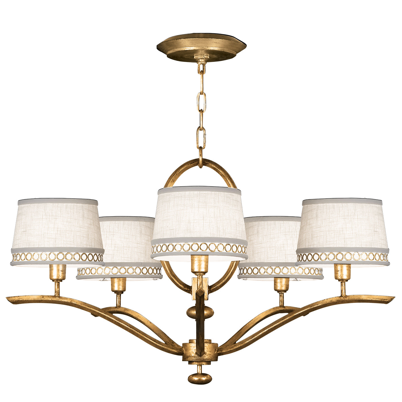 Fine Art Handcrafted Lighting Allegretto Chandelier Chandeliers Fine Art Handcrafted Lighting Gold w/White Linen Shades 29 x 19 