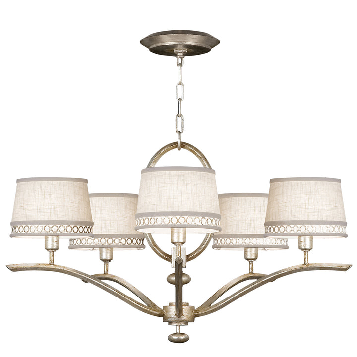 Fine Art Handcrafted Lighting Allegretto Chandelier Chandeliers Fine Art Handcrafted Lighting Silver w/White Linen Shades 29 x 19 