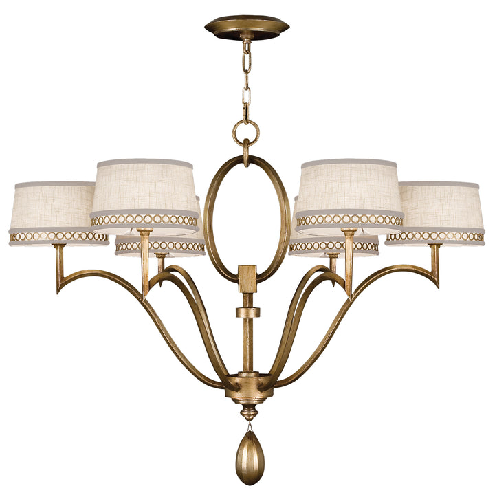 Fine Art Handcrafted Lighting Allegretto Chandelier Chandeliers Fine Art Handcrafted Lighting Gold w/White Linen Shades 39 x 30 