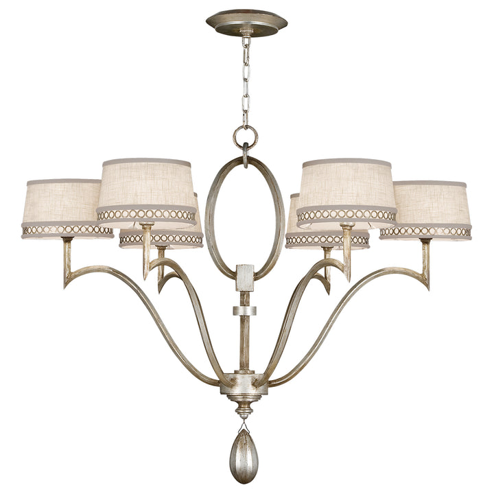 Fine Art Handcrafted Lighting Allegretto Chandelier Chandeliers Fine Art Handcrafted Lighting Silver w/White Linen Shades 39 x 30 