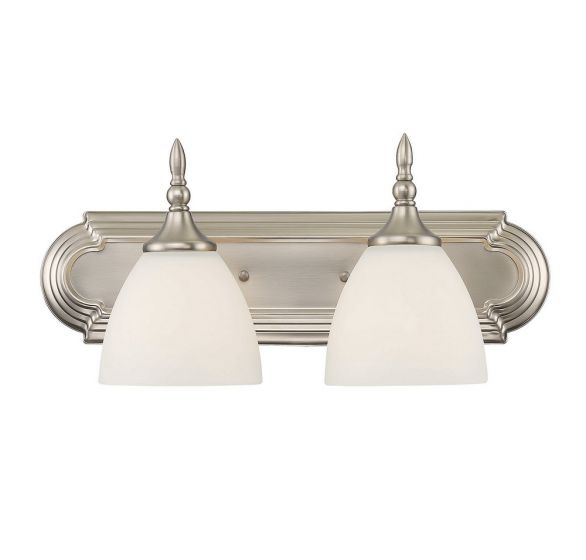 Savoy House Essentials Herndon Bath Bath Vanity Light Savoy House 18x8 Satin Nickel White Frosted Glass