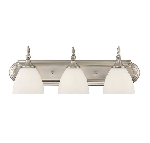 Savoy House Essentials Herndon Bath Bath Vanity Light Savoy House 24x8 Satin Nickel White Frosted Glass