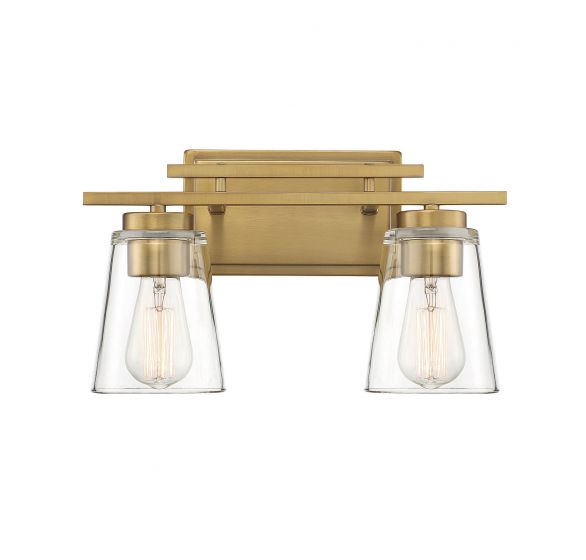 Savoy House Essentials Calhoun Bath Vanity Lights Savoy House 14.58x8.75 Brass Clear Glass