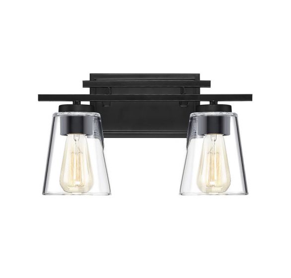 Savoy House Essentials Calhoun Bath Vanity Lights Savoy House 14.58x8.75 Black Clear Glass