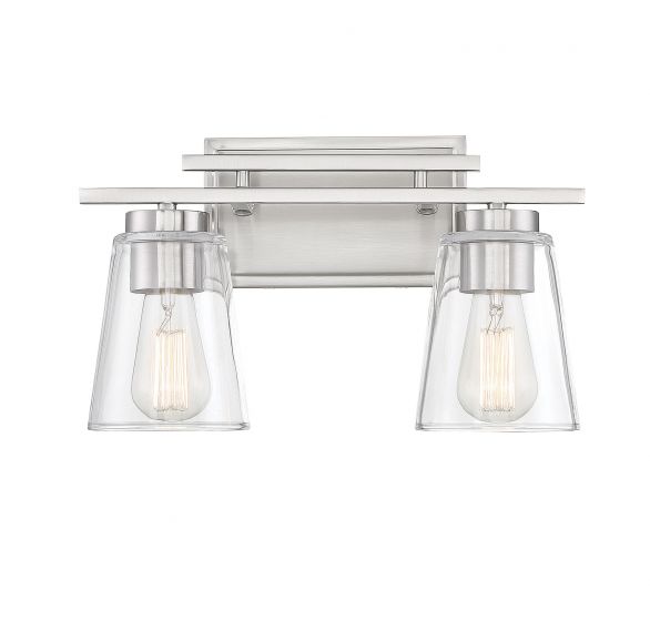 Savoy House Essentials Calhoun Bath Vanity Lights Savoy House 14.58x8.75 Satin Nickel Clear Glass