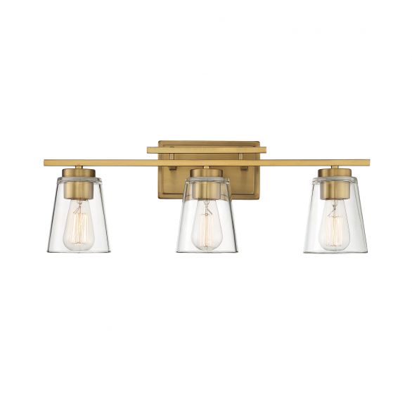 Savoy House Essentials Calhoun Bath Vanity Lights Savoy House 24x8.75 Brass Clear Glass