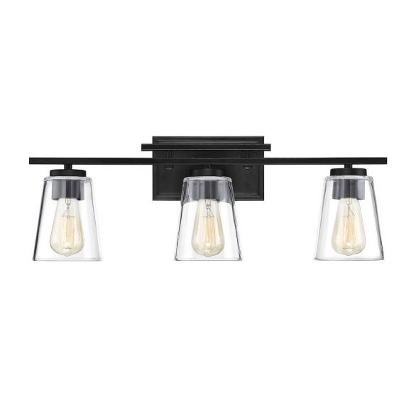 Savoy House Calhoun Bath Vanity Lights Savoy House Black 24x8.75 Clear Glass