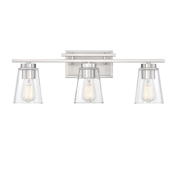 Savoy House Essentials Calhoun Bath Vanity Lights Savoy House 24x8.75 Satin Nickel Clear Glass