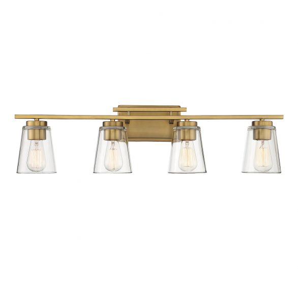 Savoy House Essentials Calhoun Bath Vanity Lights Savoy House 32x8.75 Brass Clear Glass