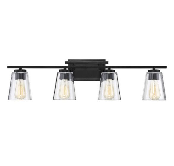 Savoy House Essentials Calhoun Bath Vanity Lights Savoy House 32x8.75 Black Clear Glass