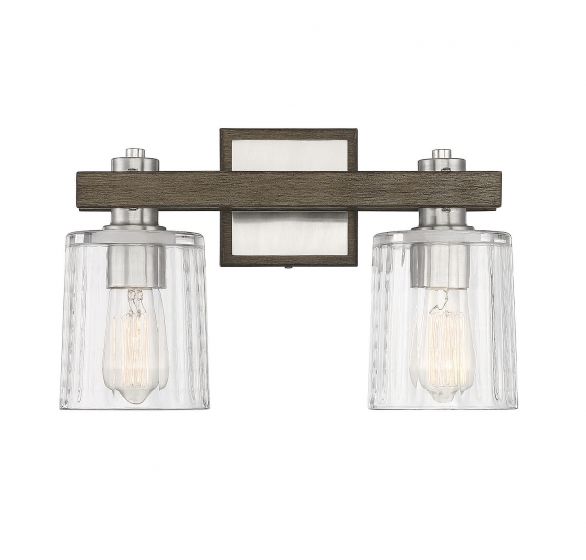 Savoy House Halifax Bath Vanity Lights Savoy House 15x9.75 Satin Nickel Clear Rippled Glass