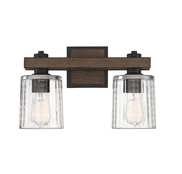 Savoy House Halifax Bath Vanity Lights Savoy House 15x9.75 Bronze Clear Rippled Glass