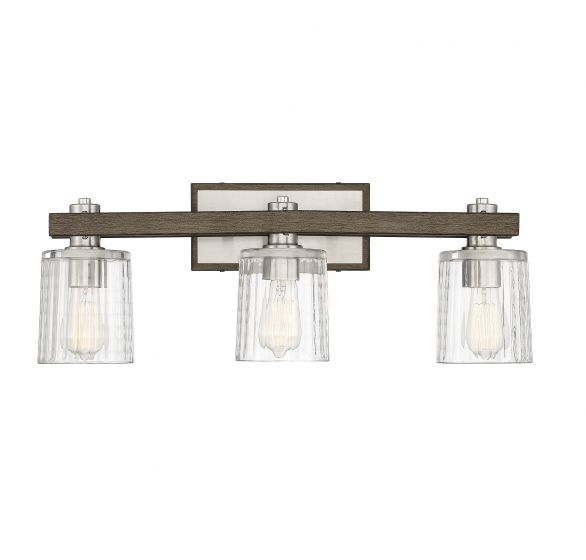 Savoy House Halifax Bath Bath Vanity Light Savoy House 25x9.75 Satin Nickel Clear Rippled Glass