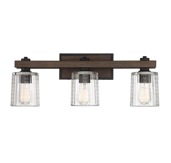 Savoy House Halifax Bath Bath Vanity Light Savoy House 25x9.75 Bronze Clear Rippled Glass