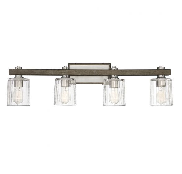 Savoy House Halifax Bath Bath Vanity Light Savoy House 36x9.75 Satin Nickel Clear Rippled Glass