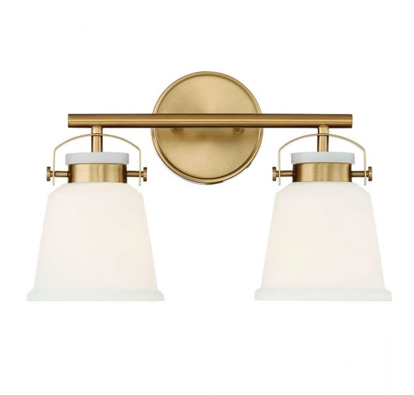 Savoy House Essentials Kaden Bath Bath Vanity Light Savoy House 16x10.5 Brass White Opal Glass