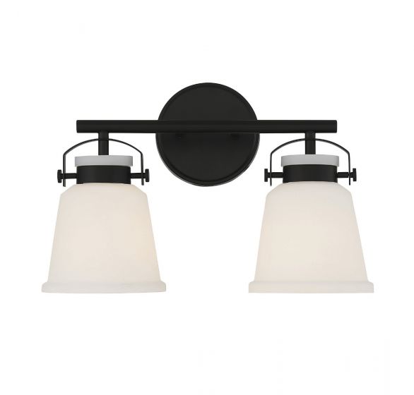 Savoy House Essentials Kaden Bath Vanity Lights Savoy House 16x10.5 Black White Opal Glass