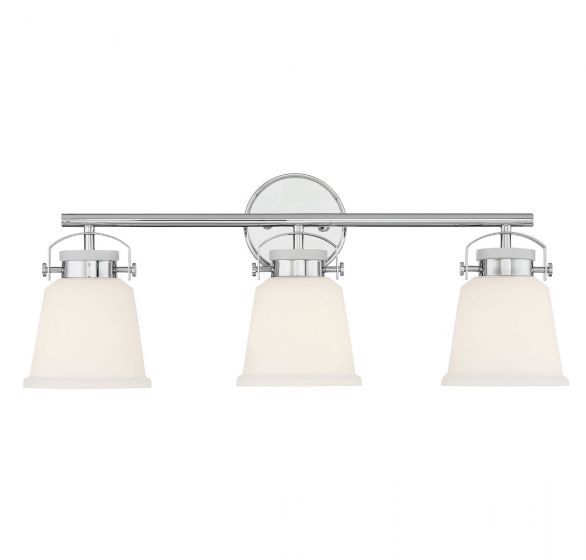 Savoy House Essentials Kaden Bath Vanity Lights Savoy House 26x10.5 Chrome/Polished Nickel White Opal Glass