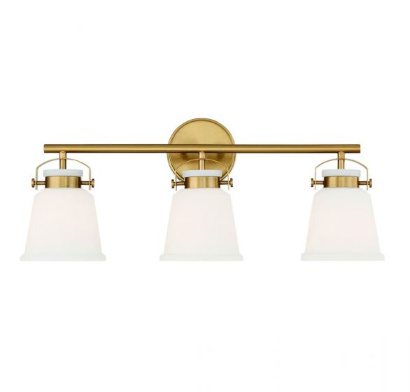 Savoy House Essentials Kaden Bath Vanity Lights Savoy House 26x10.5 Brass White Opal Glass