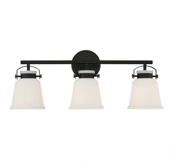 Savoy House Essentials Kaden Bath Vanity Lights Savoy House 26x10.5 Black White Opal Glass