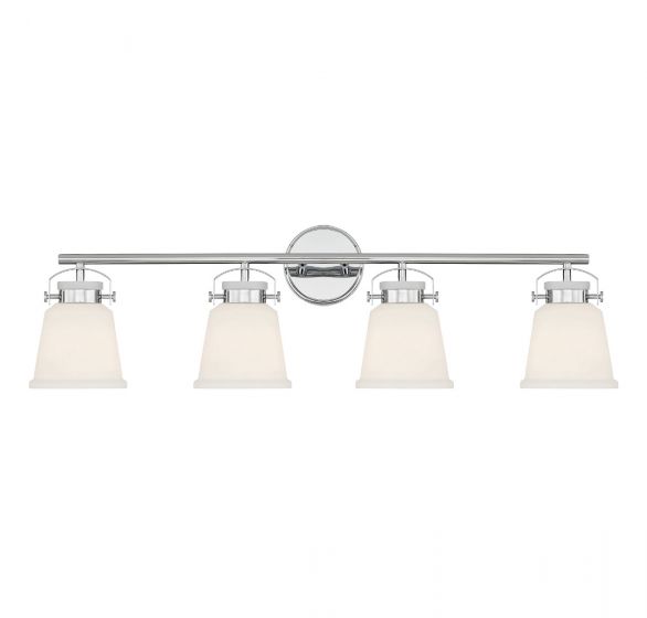 Savoy House Essentials Kaden Bath Vanity Lights Savoy House 34x10.5 Chrome/Polished Nickel White Opal Glass